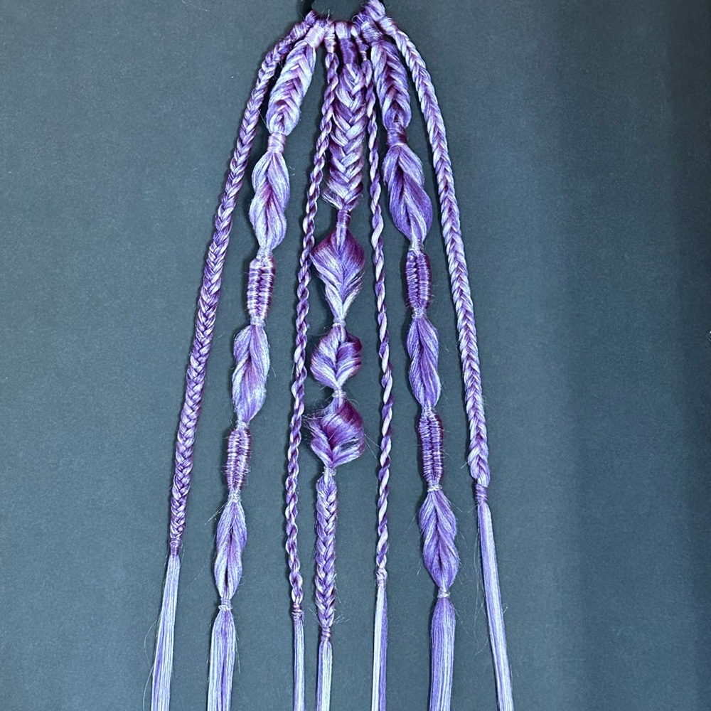 Hand Crafted Purple Braided Hair Falls